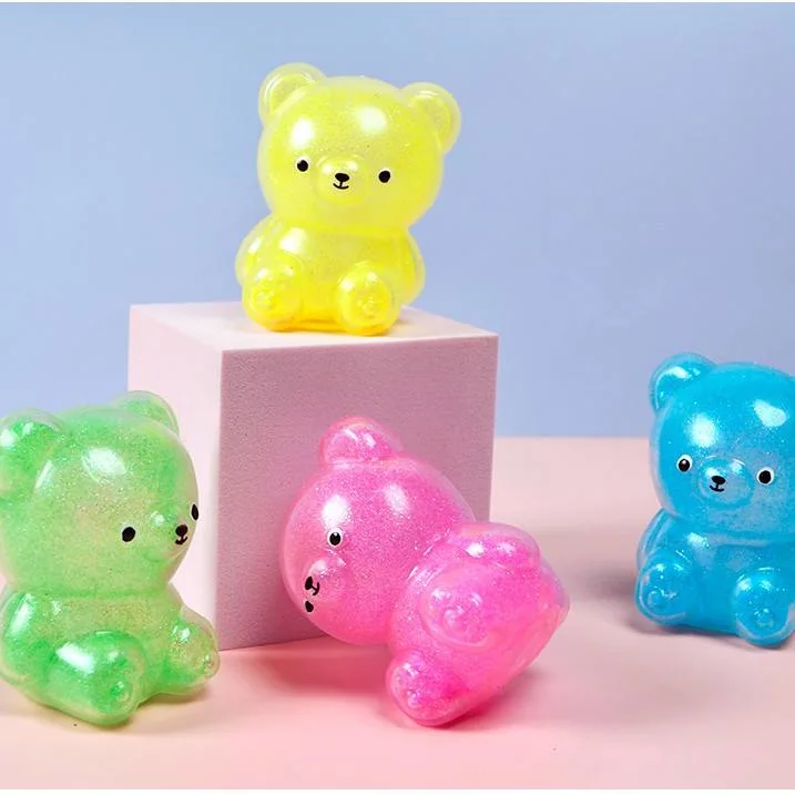 Hot New Spot Wholesale/Supplier Pressure Relief Animal Children Pinch Joy Bear Soft Decompression TPR Bear Glitter Squeeze Squishy Toy