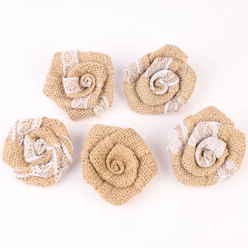 Ribbon Bows Linen Rose Small Bows Wholesale/Supplier Handmade Flower for Wedding Decoration