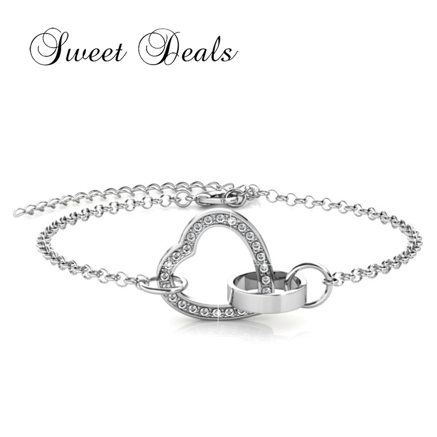 مجوهرات أزياء الموضة الذهبية من نوع S925 Silver Heart Zircon Bracelet 18K