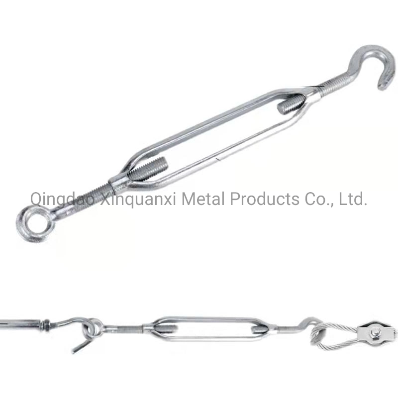 Factory Wire Rope Heavy Duty Hook Eye Open Body Forged Galvanized Turnbuckle