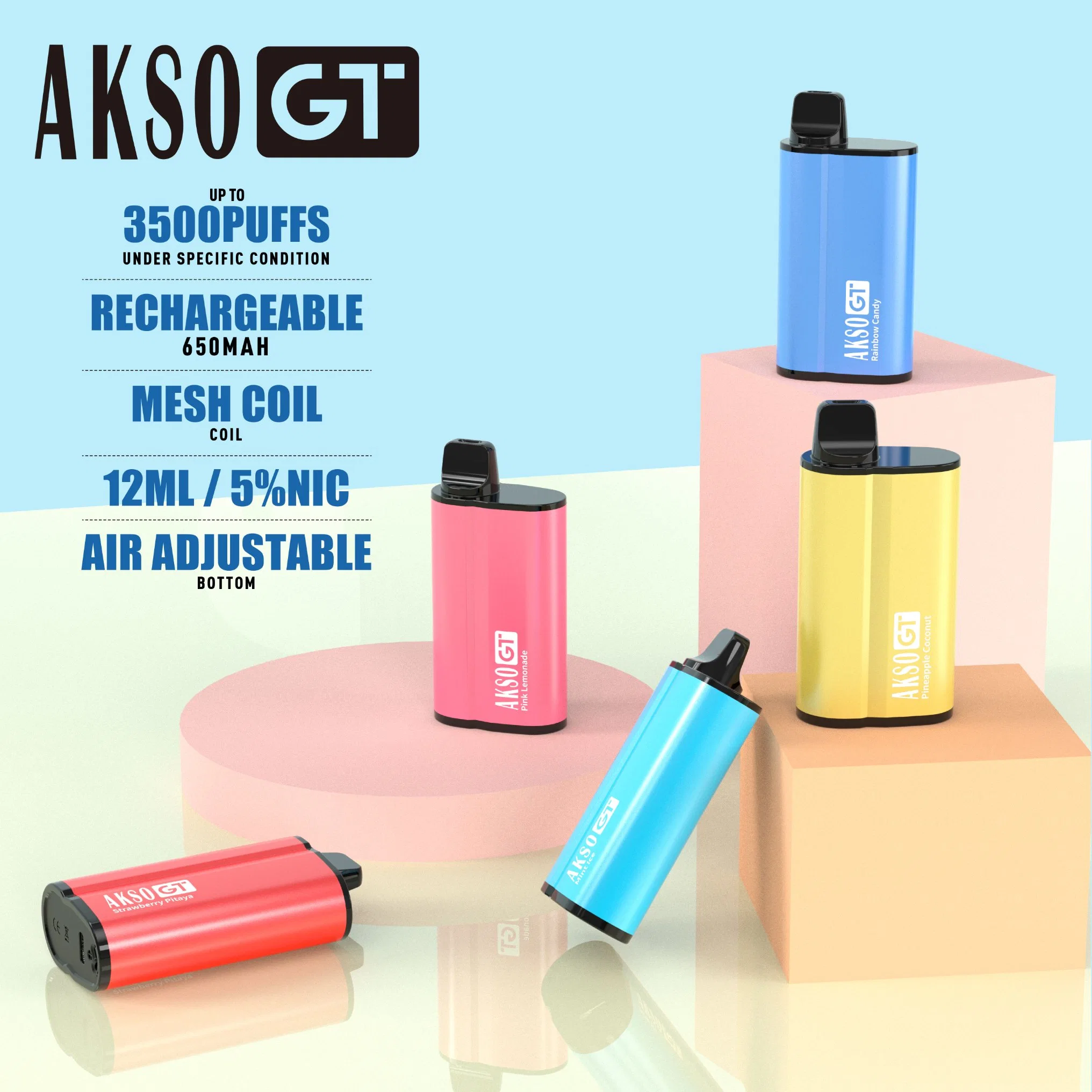 Stylo Vape 3500Akso Gt grande bouffée de cigarette électronique jetable Tabacco-Free la nicotine