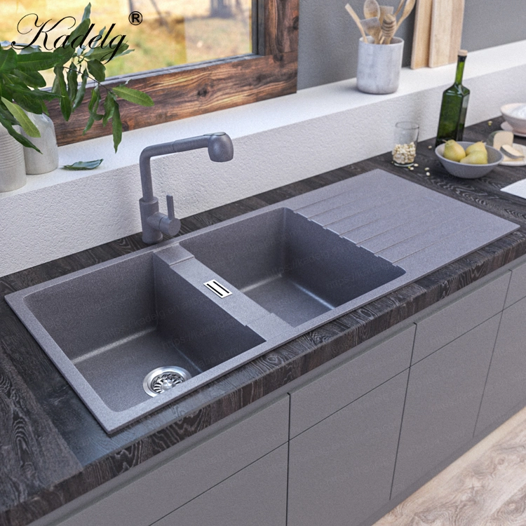 China Wholesale/Supplier Modern Composite Granite Sink Double Bowl Handmade Sink Undermount Stone Sink Quartz Kitchen Sink Farmhouse Sink