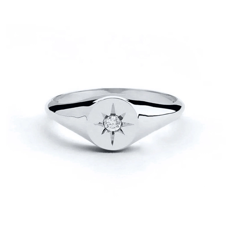 925 Sterling Silver Fashion Star Shape with Shiny CZ Ring for Women