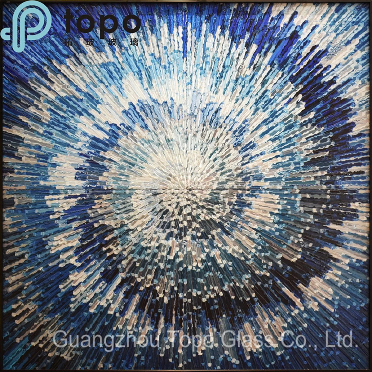 Pared azul geométrica cristal pintado con la seguridad enmarcadas de metal (MR-YB6-2020A)