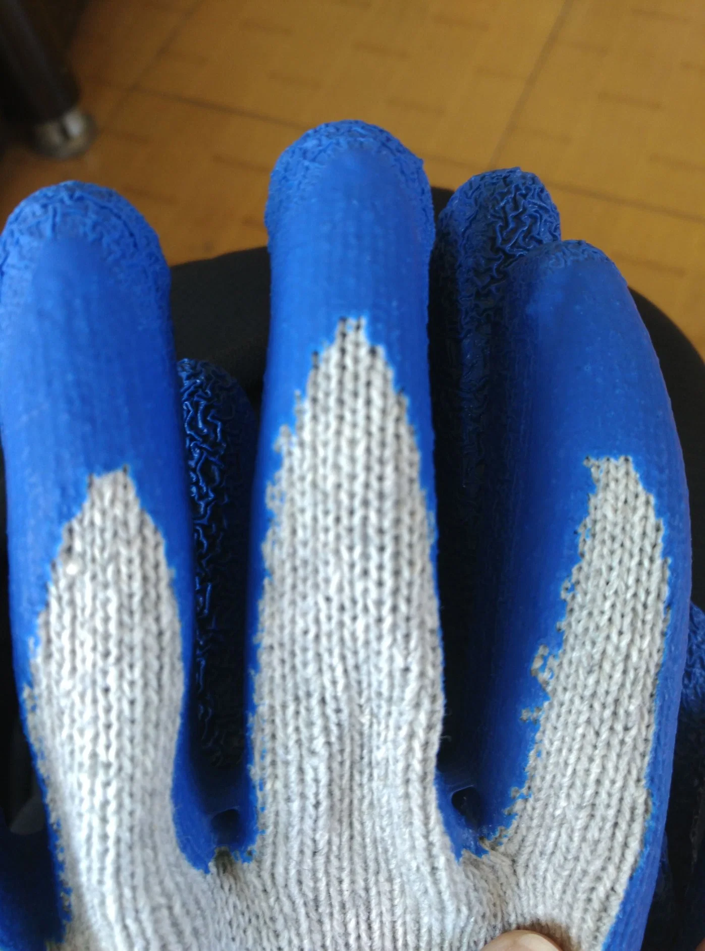 10g Grey Cotton Polyester Blue Latex Palm Coated Hand Work Safety Glove CE High quality/High cost performance 