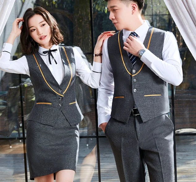 Professional Hotel Waiter Waitress Uniform Work Clothes Men Uniform Cotton Overall Work Wear in China Factory Customize