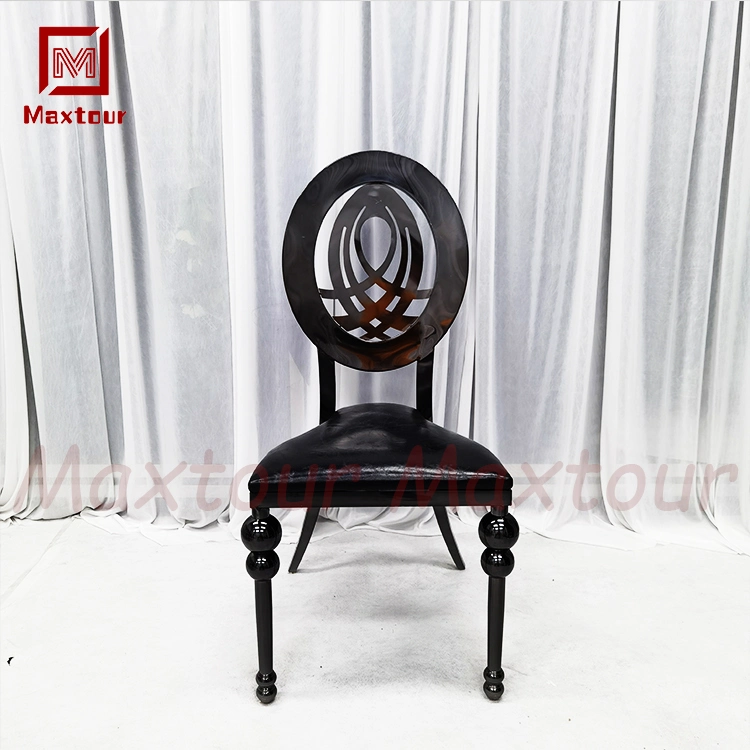 Black Throne Chairs Wedding Chair Stainless Steel Round Wedding Party Decoration