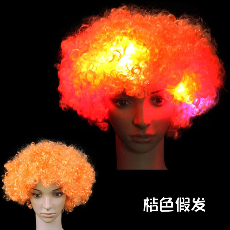 Light up Blue Afro Wig with Flashing LEDs