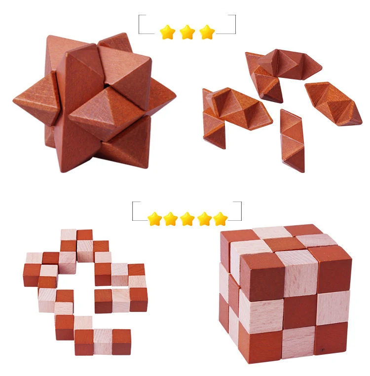 Hotsale haya 3D hecha a mano Vintage Ming Lock Luban Lock de madera Adultos Puzzle niños juguete Educativo