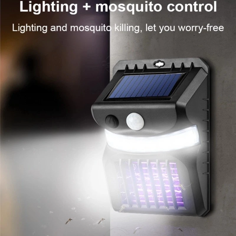2 In1 Bug Zapper Waterproof Mosquito Killer Lamp PIR Motion Sensor Garden Insect Repellent Solar Wall Light