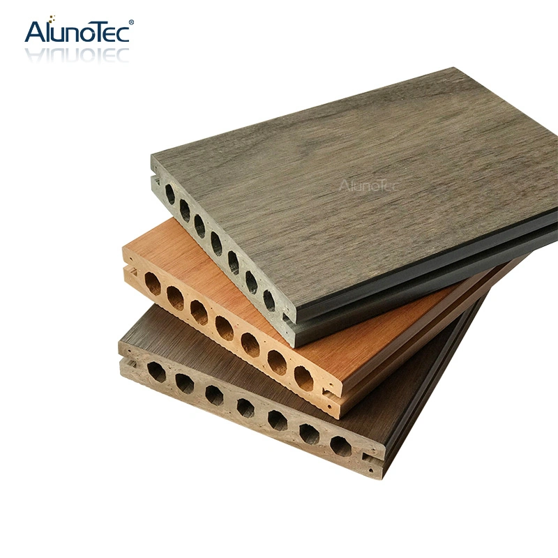 AlunoTec pas de dégagement de substances toxiques Decking creux terrasse extrudée bois en composite bois-plastique Sols en plastique composite