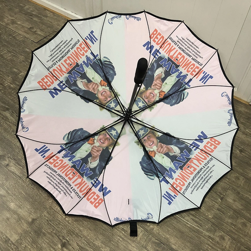 Promotional Full Panels Custom Digital Printing Only One Piece Cover Straight Umbrella