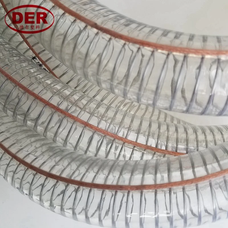 Factory PVC/Plastic Anti-Static Clear Spiral Steel Wire Reinforced Oil Hose