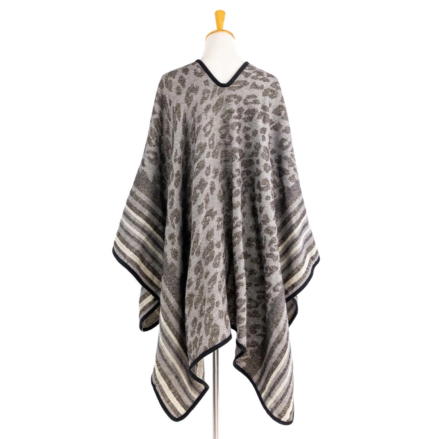 Lady Fashion Cashmere Feel Outwear Plus Coat Batwing Classic Charcoal Block Binding Cozy Wraps Casual Wrap Chequered Vintage Thick Retro Stola Cloak Poncho