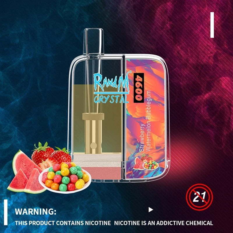 Crystal Randm original 4600puff 0% 2% 3% 5% desechables Nic Vape Pod Ecig Cigare Cigaretter bobina de malla de 12ml de aceite sabores fruto Randm Tornado MAX PRO