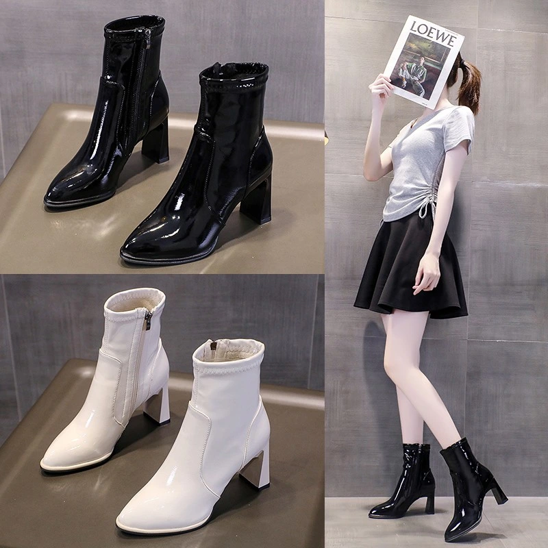 Dropshipping Custom Logo Silver Gold Metallic Long Boot Shoes Women High Heels Knee High Boots