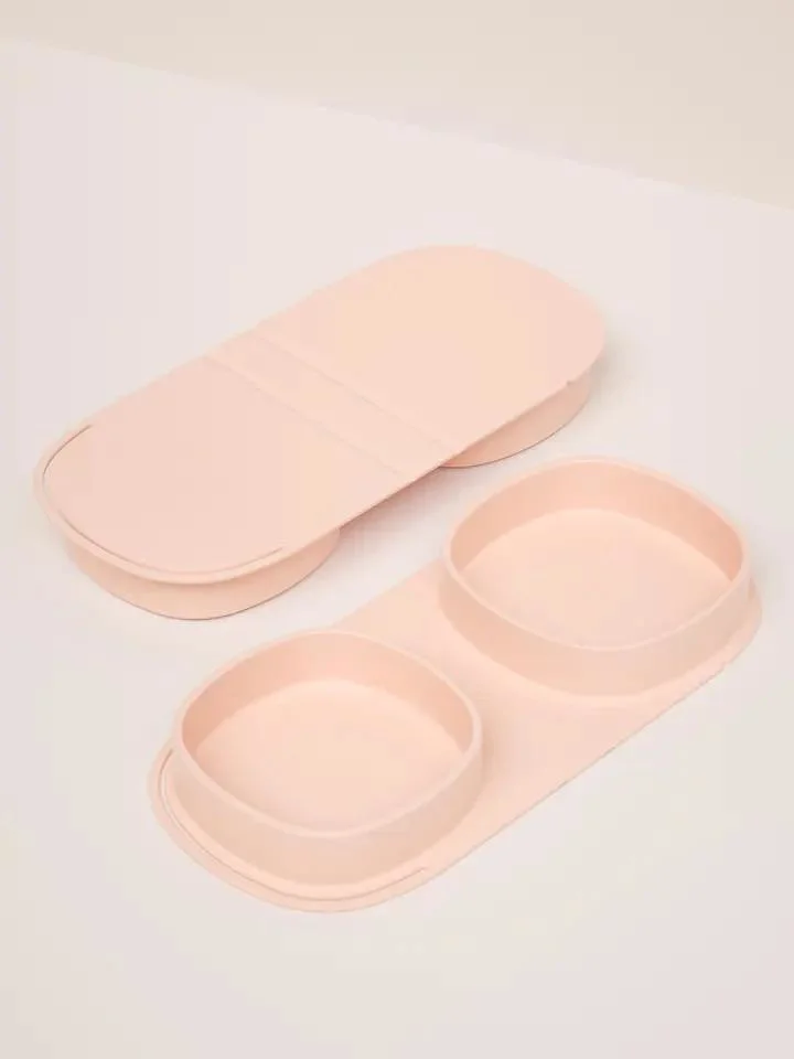 Diseño exclusivo sin BPA Alimentos Grado LFGB silicona plegable bebé Juego de placas de alimentación de viaje con tapa