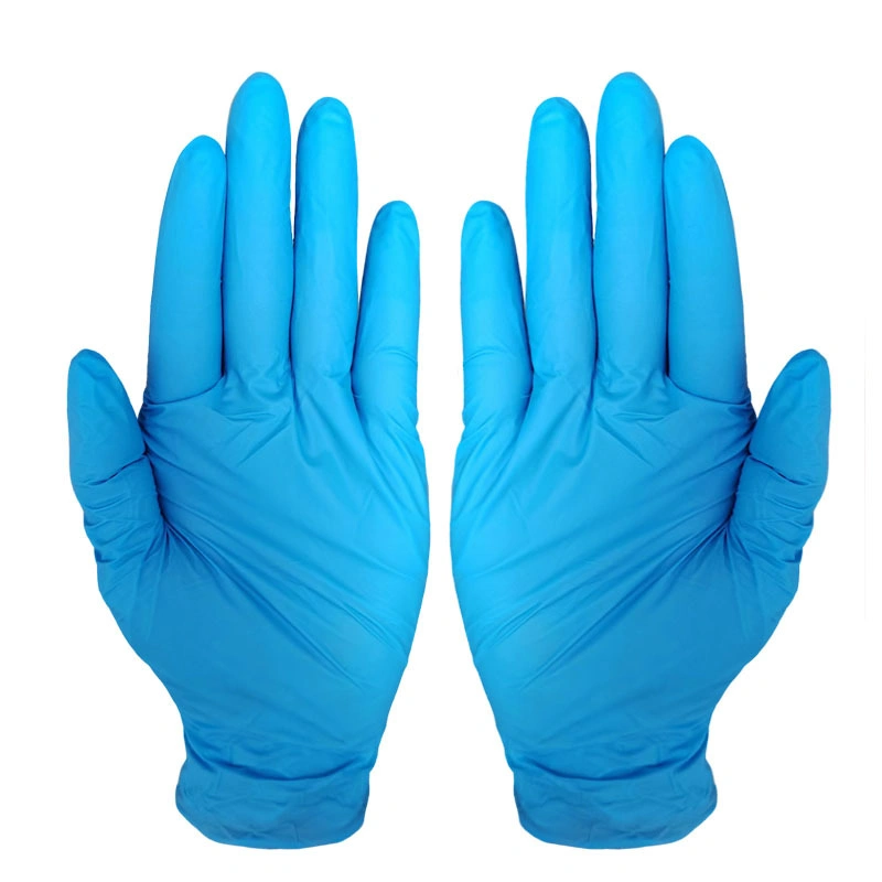 Disposable Product Blue Powder-Free Thickened Gloves Nitrile Rubber Labor Protection Glove 240mm (DJ-05)