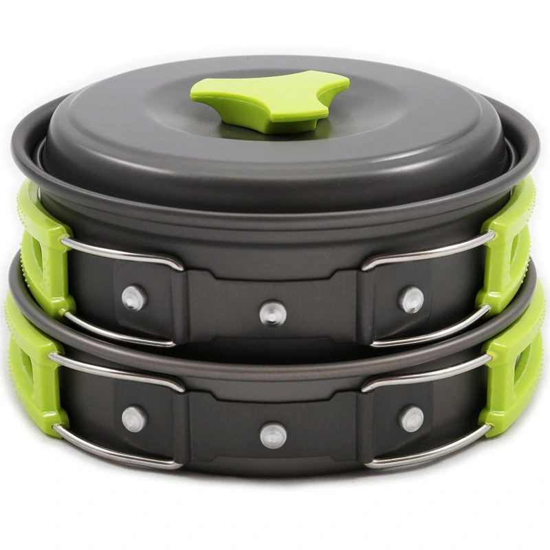 Camping al aire libre Cookware Mess Kit olla de aluminio sartén Establecer