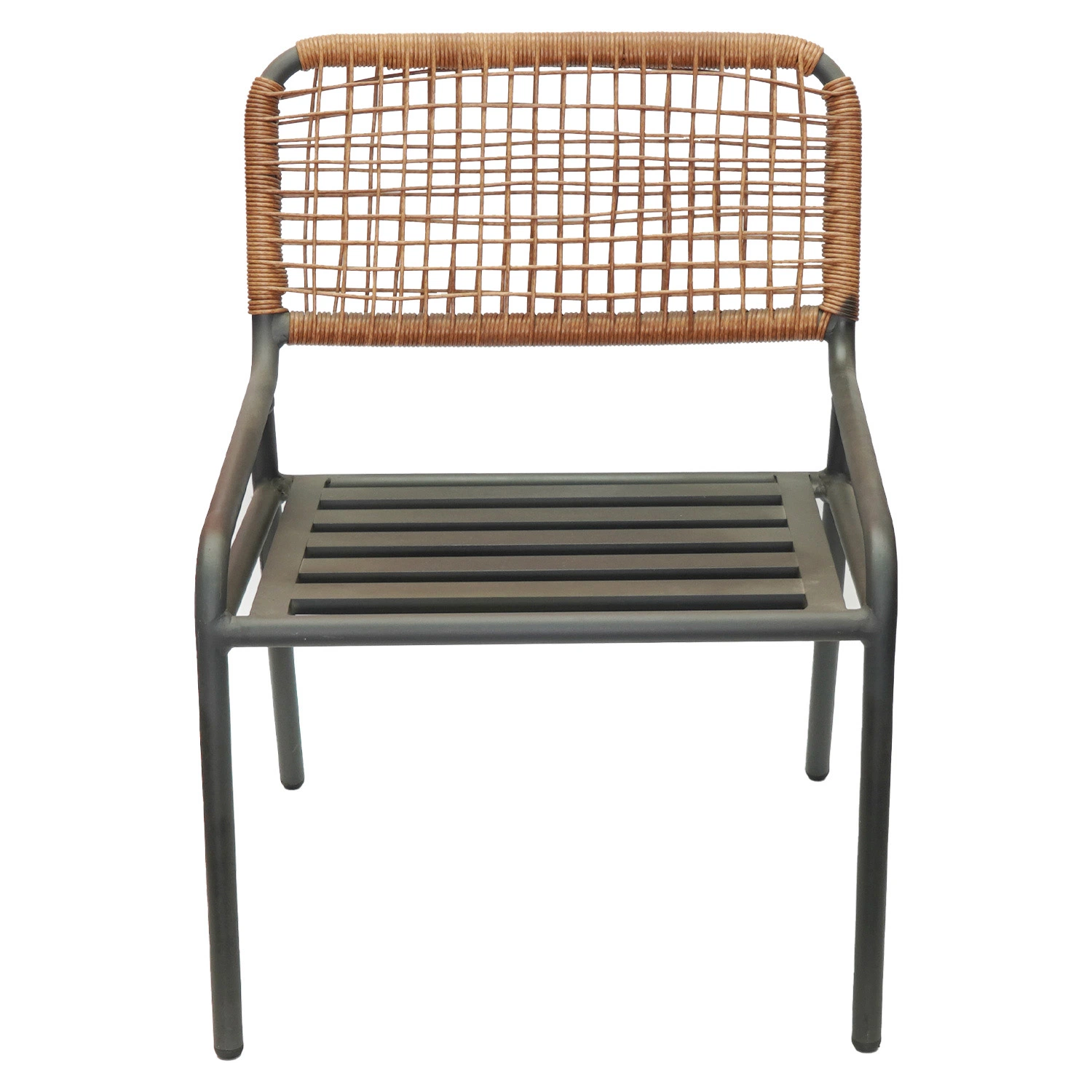 Comfortable Balcony Rattan Chair with Resistance Rust Aluminum Frame Cheap Bamboo Wicker Bistro Rattan Arm Chair for Outdoor