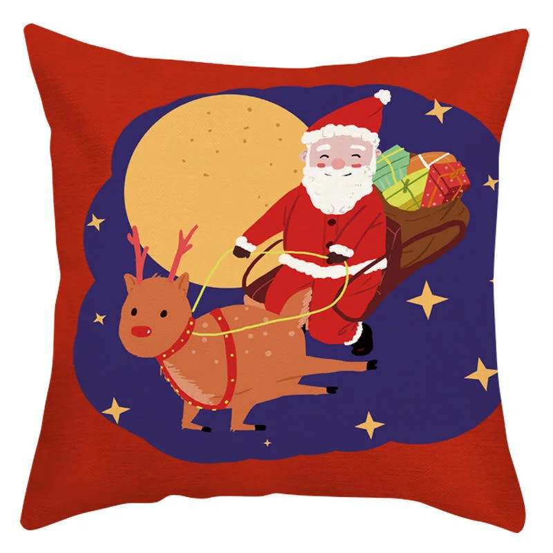 Top Selling Santa Claus Printing Velvet Cushion Cover Living Room Bedroom Car Hotel Christmas Cushion Cover