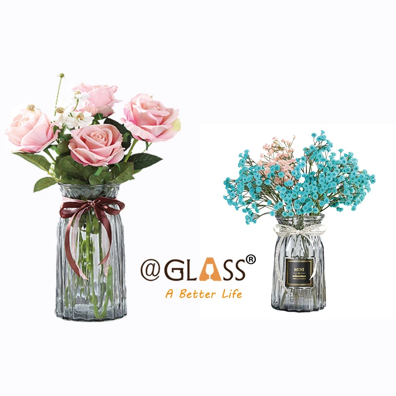 Set of 2 Color Sprayed Soda-Lime Glass Flower Pot Table Top Vase