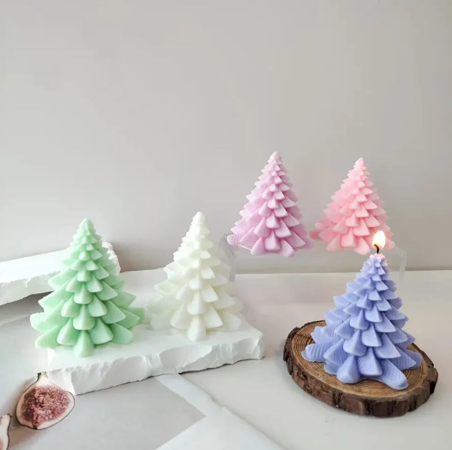 3 Color Paraffin Wax Christmas Tree Candle