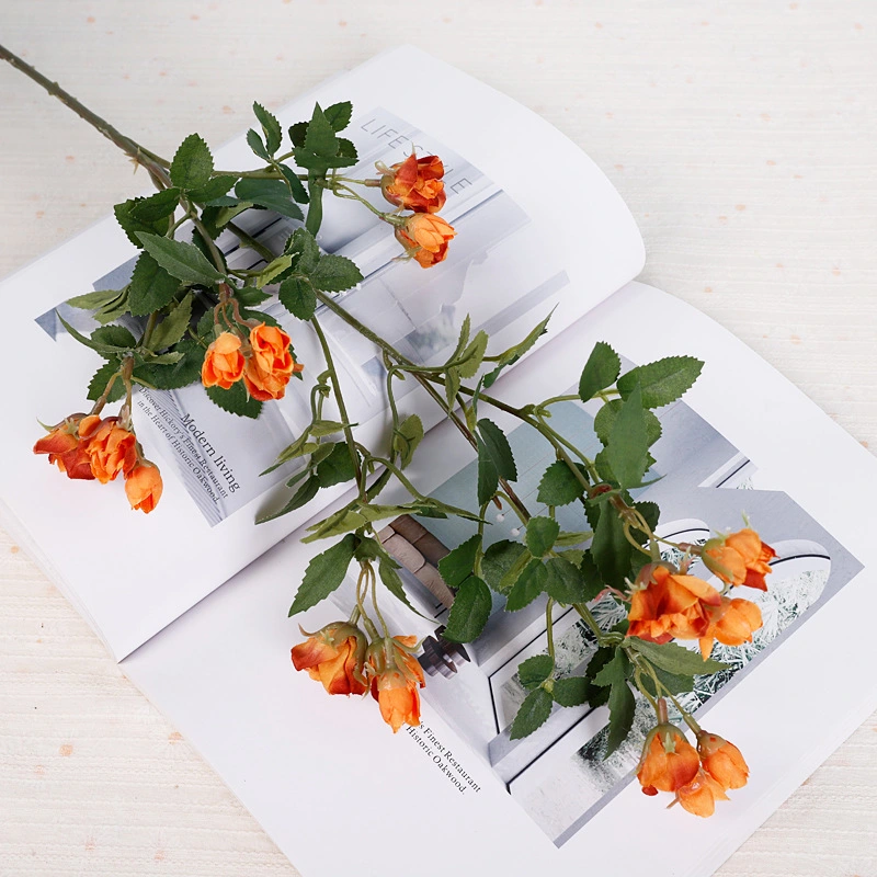 Home Decoration Silk Rose Flower Branch for Table Decor Artificial Flower Mini Roses