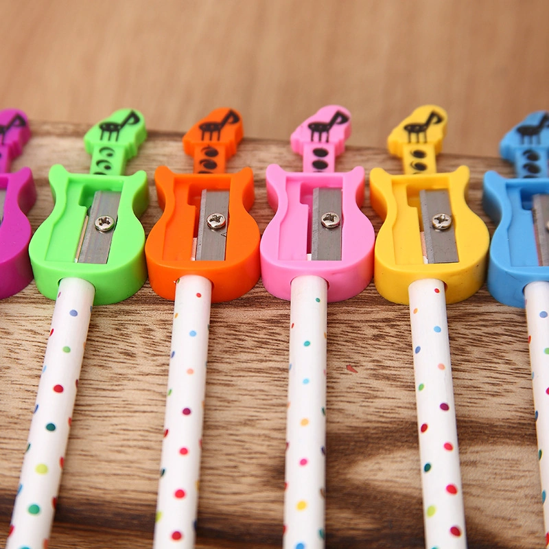 Cartoon Cute Children Stationery Mini Portable Guitar Shaped School Student Pencil Sharpener