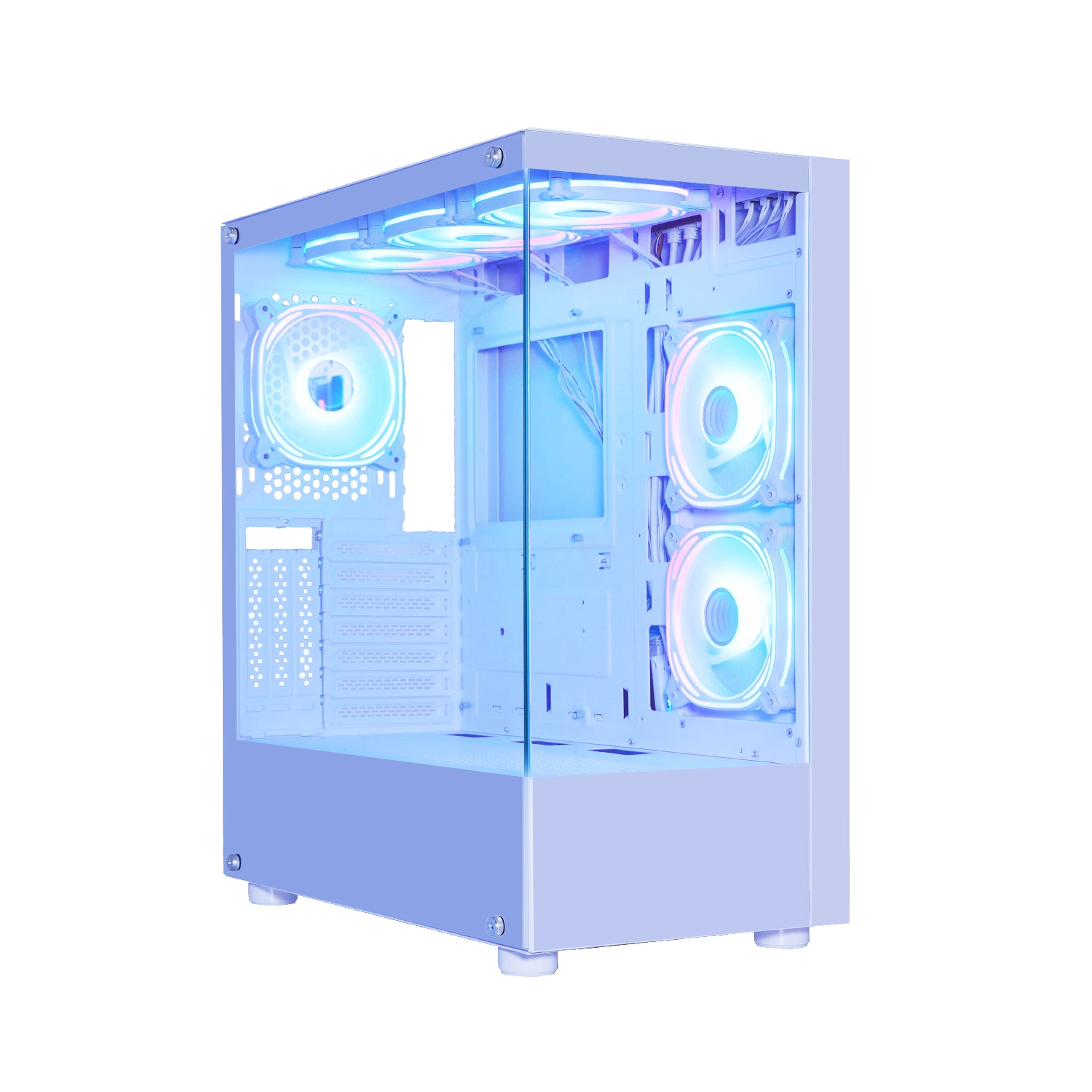 White Computer Case with 9 Fans Optional for Max Airflow