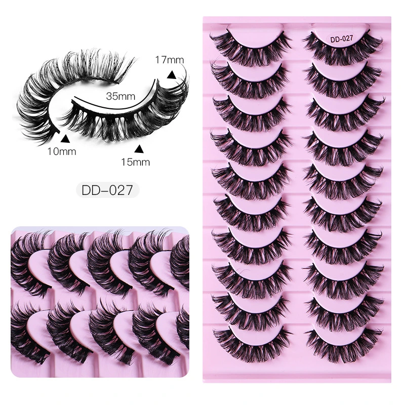 Russia Dd Large Volume Natural Thick Crossed Waterproof 10 Pairs False Eyelashes