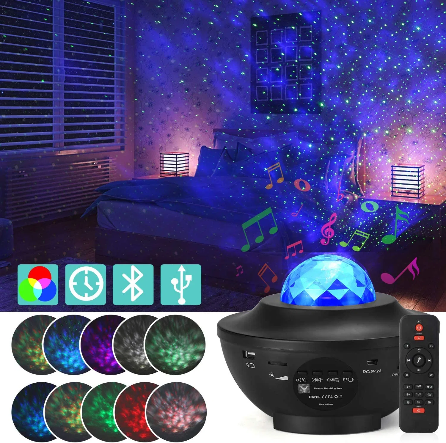 Children&prime; S Night Light Suitable for Bedroom Game Room Home Theater Luminous Environment with Bluetooth Speaker Voice Control and Remote Control