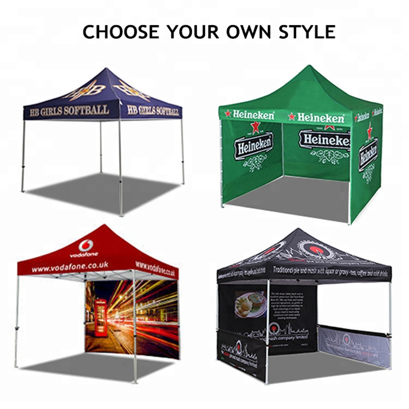 Conjunto completo Design pop-up fácil Custom Canopy exibe o Pacote de apresentação Cabine de exposição / tenda sem bandeiras de penas