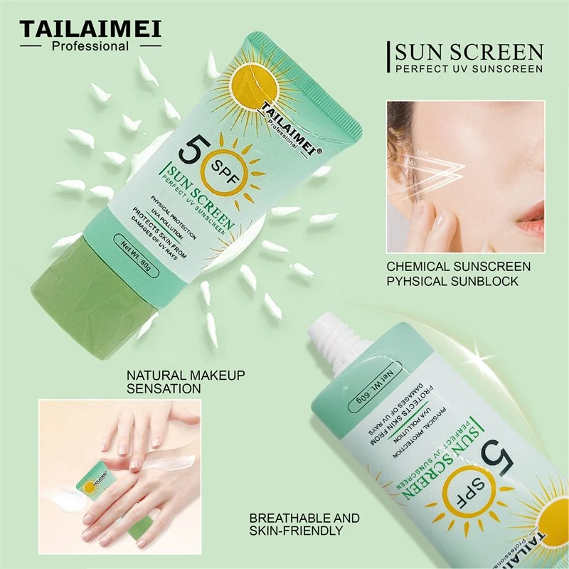 TLM Factory Wholesale Sun Cream etiqueta privada protector solar Cuidado de la piel Cuerpo refrescante orgánico bloqueador solar transpirable SPF 5 UV crema solar