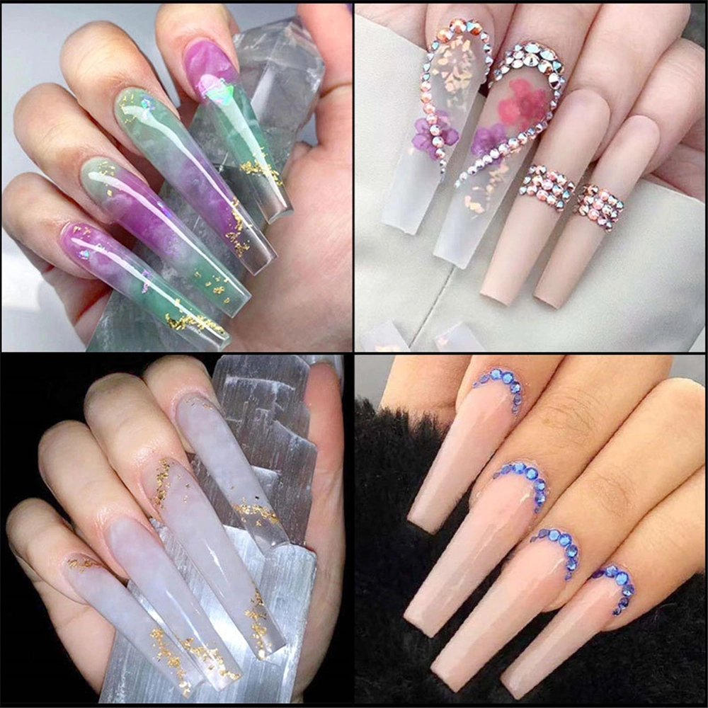 120PCS Clear Practice Full Coverage Nail Technique Gel Tool Acrylic Nail Fine Point Super Long High Heel Nail Technique