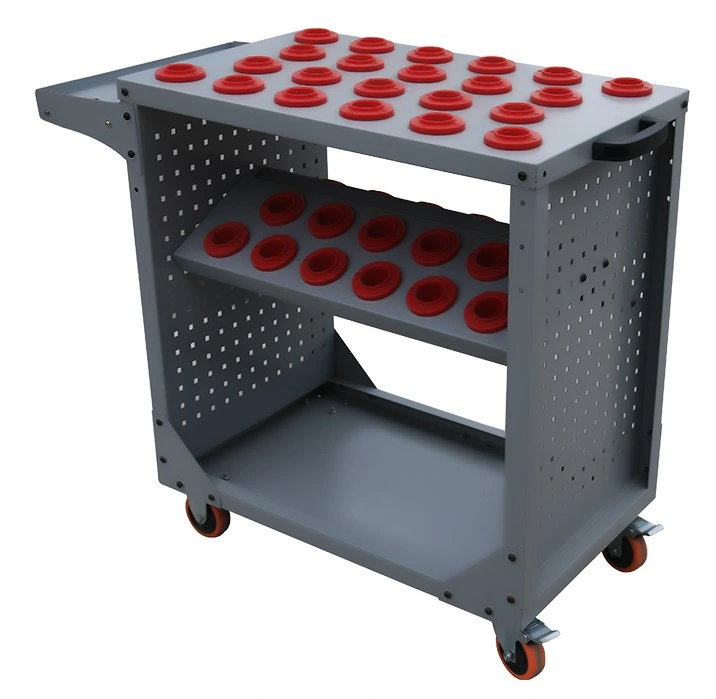 Mobile Bt40 Bt50 CNC Tool Holder Storage Trolley with PP Caster