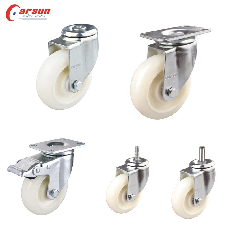 Cart Casters 3/4/5/6/8 Inch White Nylon Caster Wheels