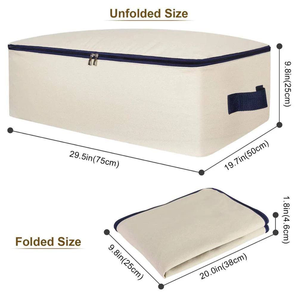 Cotton Canvas 100L Large Foldable Underbed Storage Bags