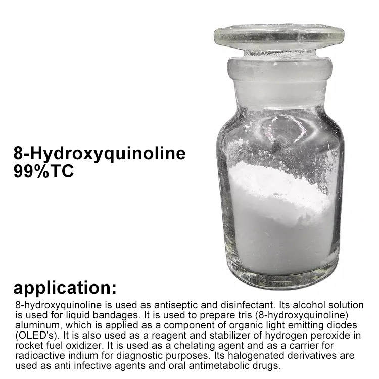 مصنع إمداد مواد خيالة معدنية ومبيدات الفطريات 8-هيدروكسيكينولين كبريتات مع 99% TC Purity CAS 134-31-6 وسيط عضوية في المخزون