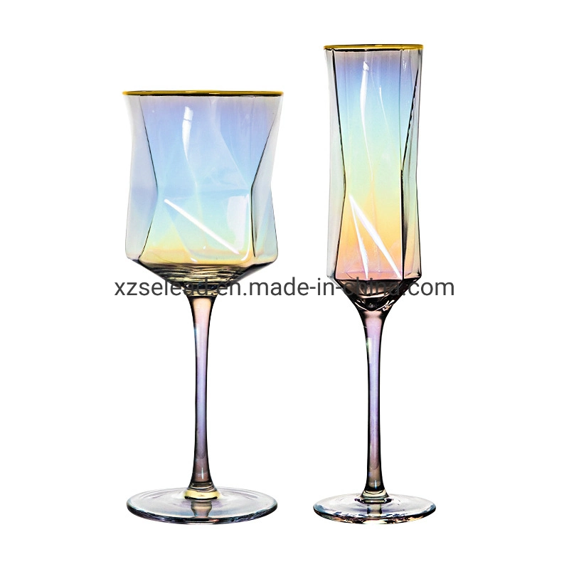 Modern & Elegant Square Glass, Large Red Wine or White Wine Glass - Unique Gift for Women, Men, Wedding, Anniversary 100% Lead Free Crystal