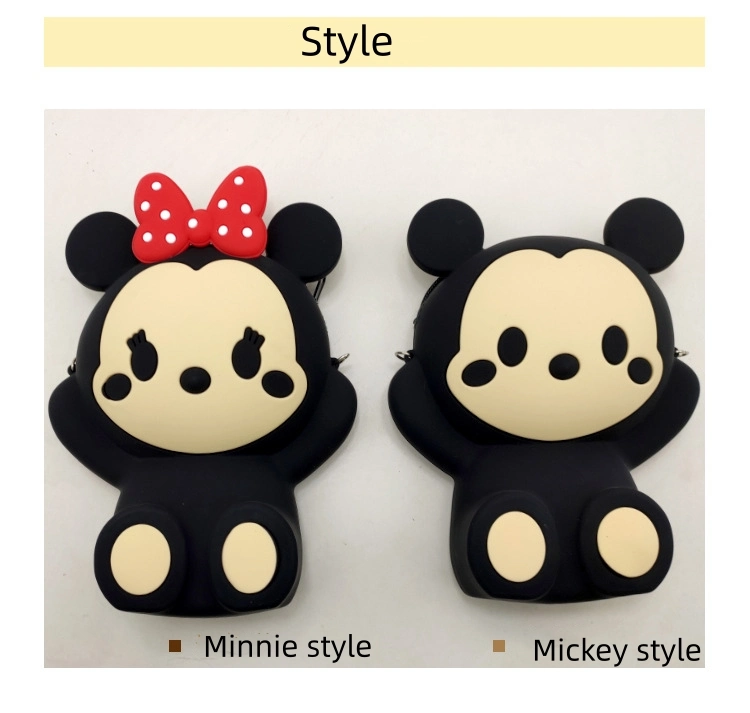 Cute 3D Mickey Silicone Shoulder Bag Silicone Mickey Sling Mobile Phone Bag with Straps