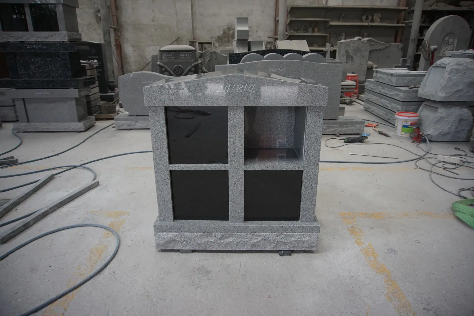 Small Family Granite Niches Grey Granite Black Door Curve Columbarium