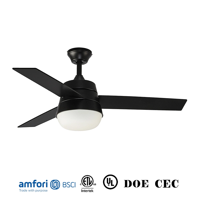 44 Inch Modern Furniture Decorative Lighting Air Cooler Exhaust Ventilation Hanging Fans Black LED Ceiling Fan with Lamp Light and Blades