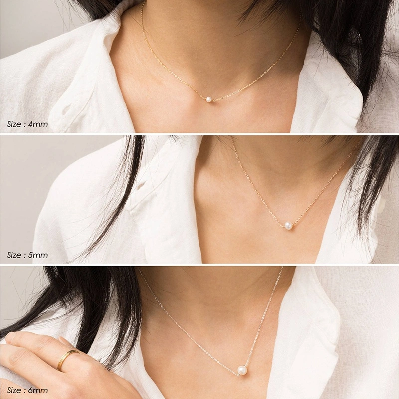 Stainless Steel Necklace Women's Imitation Pearl Necklace Gold Plated Necklace Collarbone Chain