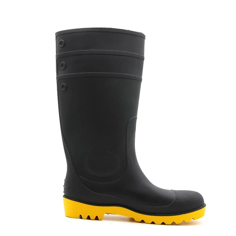 CE Verified Anti Slip Waterproof Oil Acid Alkali Resistant Steel Toe Puncture Proof Antistatic Men PPE Protective Construction PVC Safety Rain Boots