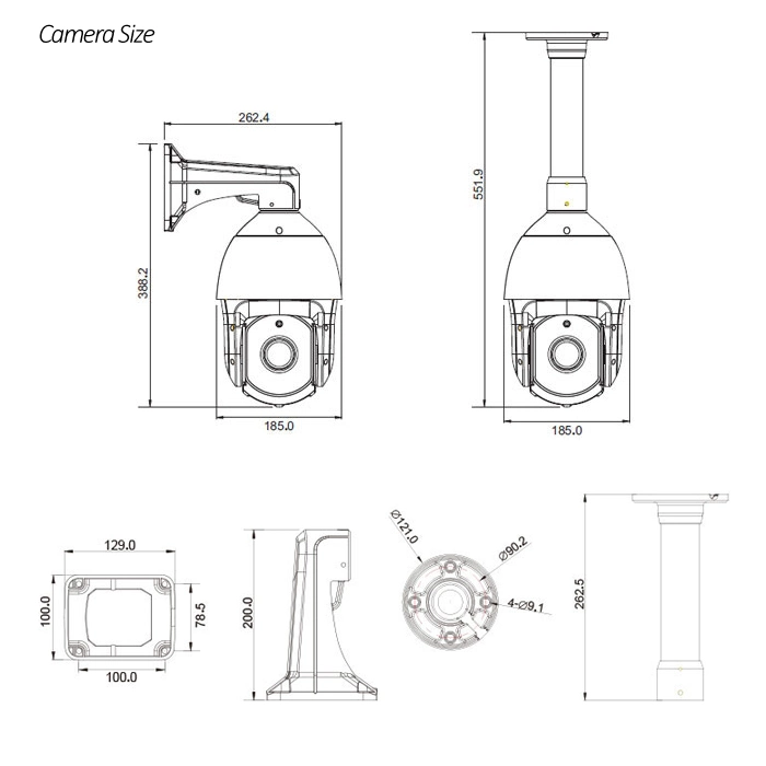 5,5 pulgadas de 1080P 20X IP HD de alta velocidad Seguridad ir al aire libre Onvif PTZ IP de red IP66 Cámara Domo de velocidad