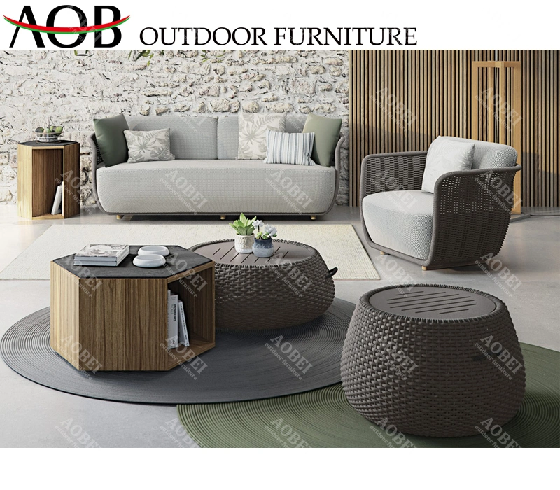 Modern Outdoor Exterior Hotel Resort Home Villa Leisure Rope Weaving Chair Lounge Sofa Furniture Set