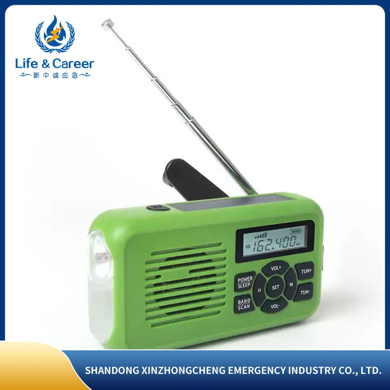 Multi-Function Waterproof Emergency Solar Weather Portable Crank Radio with Sos Alarm/LED Flashlight