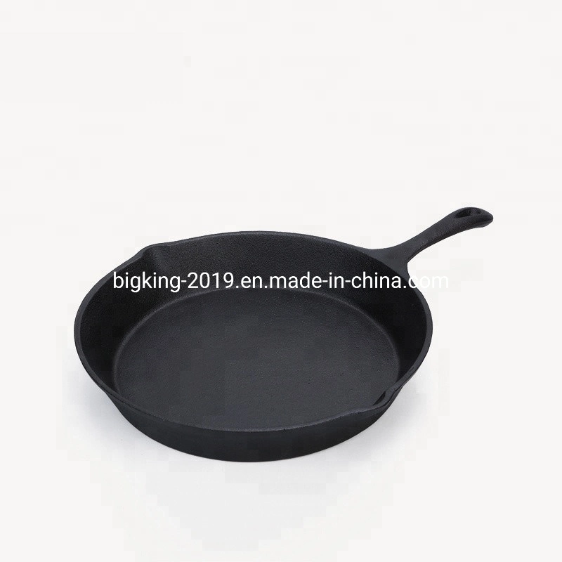 7pcs Camping Panini de hierro fundido Cast-Iron utensilios de cocina wok juegos con caja de madera