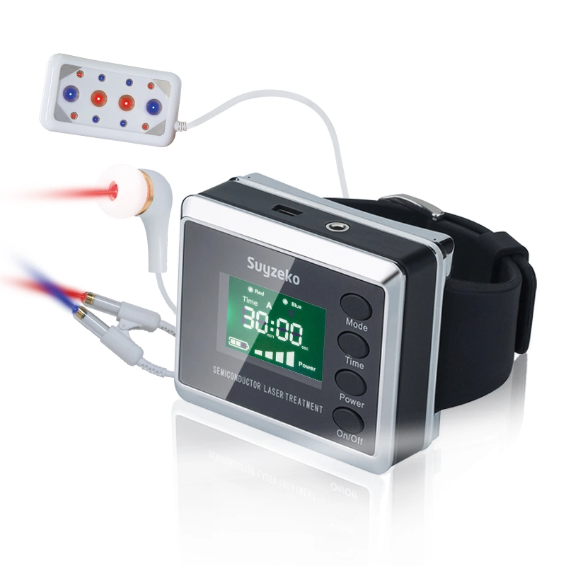 Equipamento de fisioterapia tratamento a laser semicondutor de 650 nm nível baixo de frio suave Relógio de terapia com laser (LLllt) para diabetes